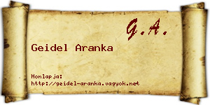 Geidel Aranka névjegykártya